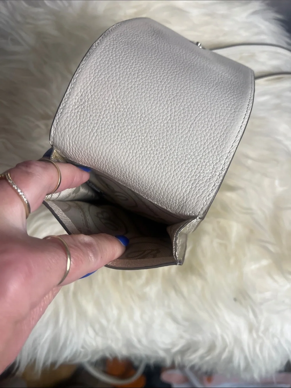 Brighton Cream Pebble Leather Crossbody Phone Bag with Medallion